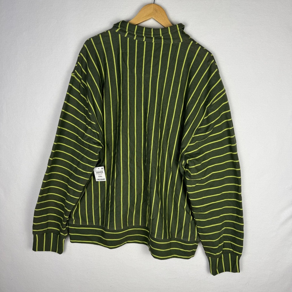 Mode of One Mens XXL Wild Ivy Striped French Terry Long Sleeve Polo Shirt NEW - Picture 2 of 13